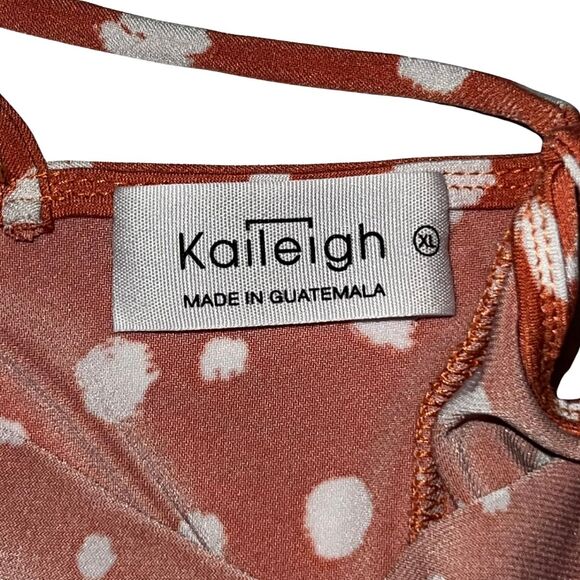 Kaileigh Blouse Womens XL Orange Polka Dot Cold Shoulder Flowy Fairy Boho Top - Picture 10 of 11